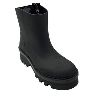 CHLOE BLACK RUBBER RAIN ANKLE BOOTS